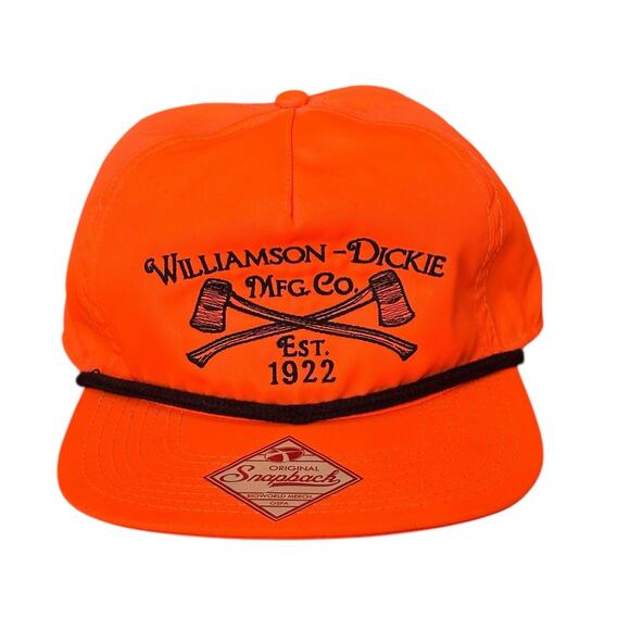 Dickies Williamson-Dickie Mfg Co Est. 1922 Logo Hat Neon Orange Snapback Rare - Picture 1 of 11